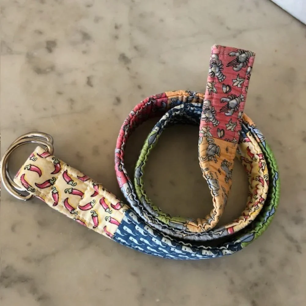VINEYARD VINES Patchwork Kids D Ring Belt Large Blue Yellow Pink